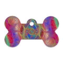 Boho Tie Dye Rainbow Dog Tag Bone (one Side) by SpinnyChairDesigns