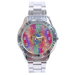 Boho Tie Dye Rainbow Stainless Steel Analogue Watch by SpinnyChairDesigns