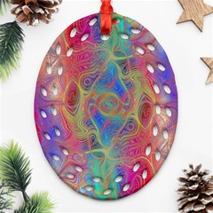 Boho Tie Dye Rainbow Ornament (oval Filigree) by SpinnyChairDesigns