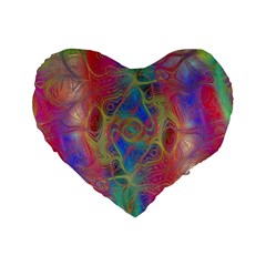 Boho Tie Dye Rainbow Standard 16  Premium Flano Heart Shape Cushions