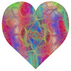 Boho Tie Dye Rainbow Wooden Puzzle Heart by SpinnyChairDesigns