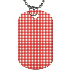 Red White Gingham Plaid Dog Tag (two Sides) by SpinnyChairDesigns