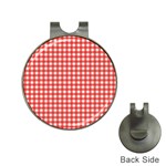 Red White Gingham Plaid Hat Clips with Golf Markers Front