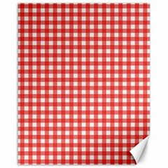 Red White Gingham Plaid Canvas 16  X 20  by SpinnyChairDesigns