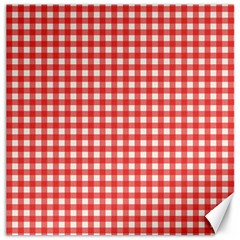 Red White Gingham Plaid Canvas 20  X 20  by SpinnyChairDesigns