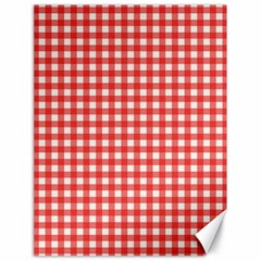 Red White Gingham Plaid Canvas 18  X 24  by SpinnyChairDesigns