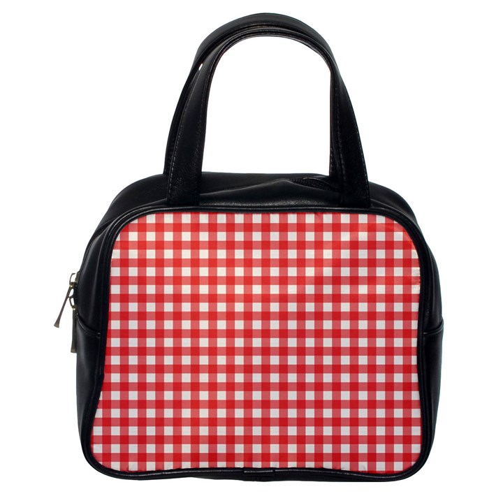 Red White Gingham Plaid Classic Handbag (One Side)