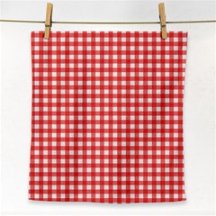 Red White Gingham Plaid Face Towel by SpinnyChairDesigns