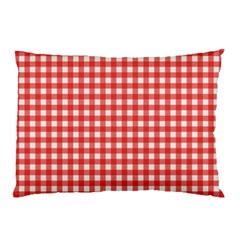 Red White Gingham Plaid Pillow Case by SpinnyChairDesigns