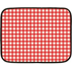 Red White Gingham Plaid Fleece Blanket (mini) by SpinnyChairDesigns