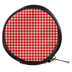 Red White Gingham Plaid Mini Makeup Bag by SpinnyChairDesigns