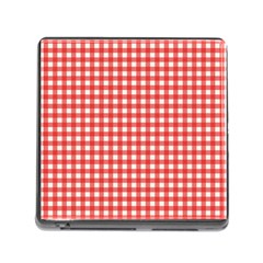 Red White Gingham Plaid Memory Card Reader (square 5 Slot) by SpinnyChairDesigns