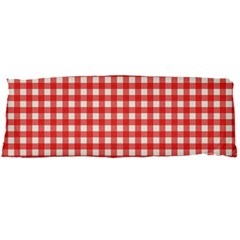 Red White Gingham Plaid Body Pillow Case Dakimakura (two Sides) by SpinnyChairDesigns