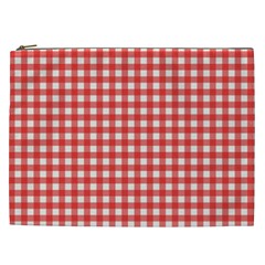 Red White Gingham Plaid Cosmetic Bag (xxl) by SpinnyChairDesigns