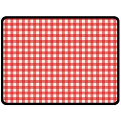 Red White Gingham Plaid Double Sided Fleece Blanket (large)  by SpinnyChairDesigns