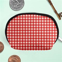 Red White Gingham Plaid Accessory Pouch (medium) by SpinnyChairDesigns