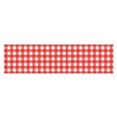 Red White Gingham Plaid Satin Scarf (oblong) by SpinnyChairDesigns