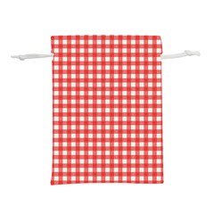 Red White Gingham Plaid Lightweight Drawstring Pouch (m) by SpinnyChairDesigns