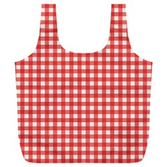 Red White Gingham Plaid Full Print Recycle Bag (xxl) by SpinnyChairDesigns