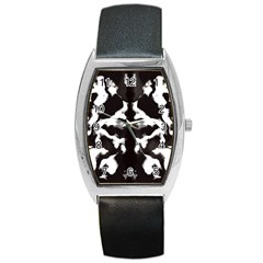 Rorschach Ink Blot Pattern Barrel Style Metal Watch by SpinnyChairDesigns