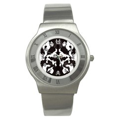 Rorschach Ink Blot Pattern Stainless Steel Watch by SpinnyChairDesigns