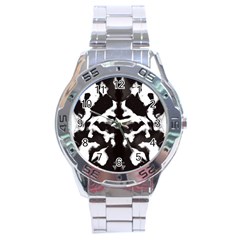 Rorschach Ink Blot Pattern Stainless Steel Analogue Watch by SpinnyChairDesigns