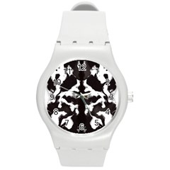 Rorschach Ink Blot Pattern Round Plastic Sport Watch (m) by SpinnyChairDesigns