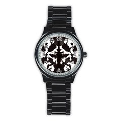 Rorschach Ink Blot Pattern Stainless Steel Round Watch by SpinnyChairDesigns