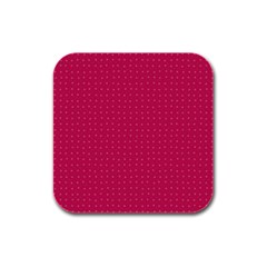 Rose Pink Color Polka Dots Rubber Square Coaster (4 Pack)  by SpinnyChairDesigns