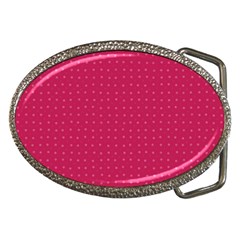 Rose Pink Color Polka Dots Belt Buckles by SpinnyChairDesigns