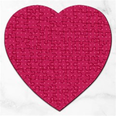 Rose Pink Color Polka Dots Jigsaw Puzzle (heart) by SpinnyChairDesigns