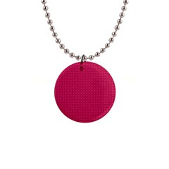 Rose Pink Color Polka Dots 1  Button Necklace by SpinnyChairDesigns