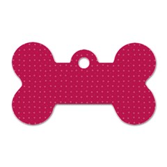 Rose Pink Color Polka Dots Dog Tag Bone (two Sides) by SpinnyChairDesigns