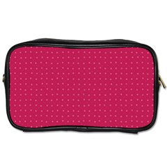 Rose Pink Color Polka Dots Toiletries Bag (two Sides) by SpinnyChairDesigns