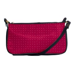 Rose Pink Color Polka Dots Shoulder Clutch Bag by SpinnyChairDesigns