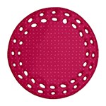 Rose Pink Color Polka Dots Round Filigree Ornament (Two Sides) Back