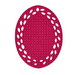 Rose Pink Color Polka Dots Ornament (oval Filigree) by SpinnyChairDesigns