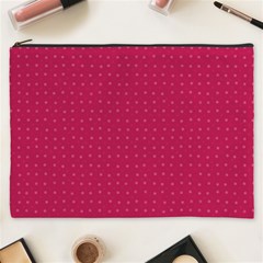 Rose Pink Color Polka Dots Cosmetic Bag (xxxl) by SpinnyChairDesigns