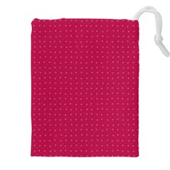 Rose Pink Color Polka Dots Drawstring Pouch (4xl) by SpinnyChairDesigns