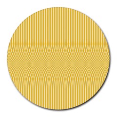 Saffron Yellow Color Stripes Round Mousepads by SpinnyChairDesigns