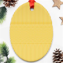 Saffron Yellow Color Stripes Ornament (oval) by SpinnyChairDesigns