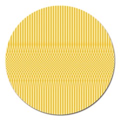 Saffron Yellow Color Stripes Magnet 5  (round) by SpinnyChairDesigns