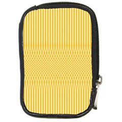 Saffron Yellow Color Stripes Compact Camera Leather Case by SpinnyChairDesigns