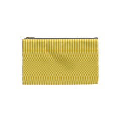 Saffron Yellow Color Stripes Cosmetic Bag (small) by SpinnyChairDesigns