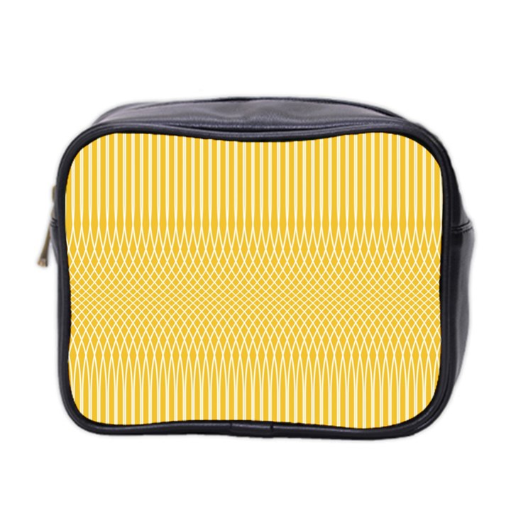 Saffron Yellow Color Stripes Mini Toiletries Bag (Two Sides)