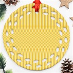 Saffron Yellow Color Stripes Ornament (Round Filigree) Front