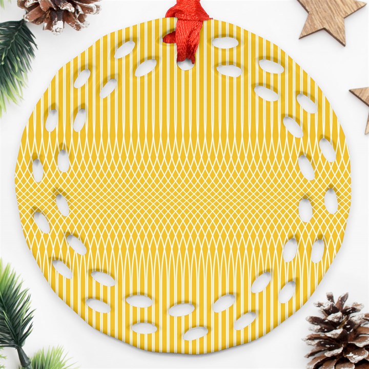 Saffron Yellow Color Stripes Ornament (Round Filigree)