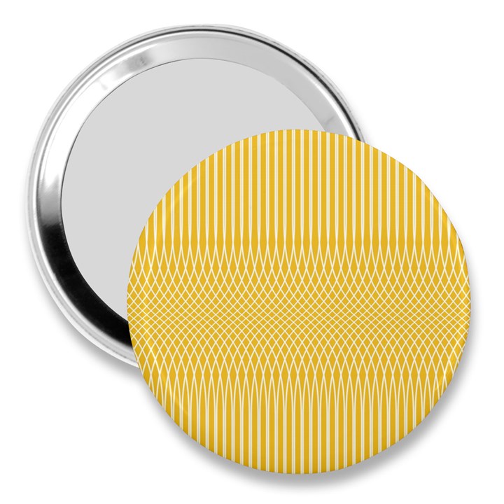 Saffron Yellow Color Stripes 3  Handbag Mirrors