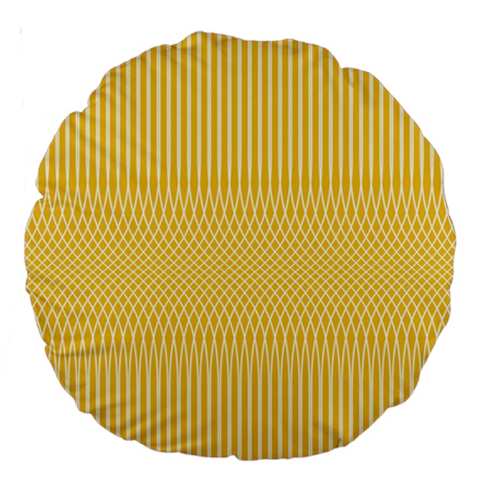 Saffron Yellow Color Stripes Large 18  Premium Round Cushions