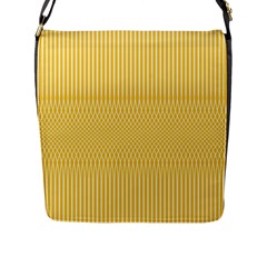 Saffron Yellow Color Stripes Flap Closure Messenger Bag (l) by SpinnyChairDesigns